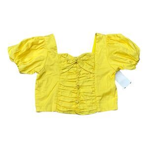 Truce Yellow Teen Smocked Cotton Crop Top 14